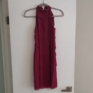 Vince Layered Sleeveless Magenta Mini Dress